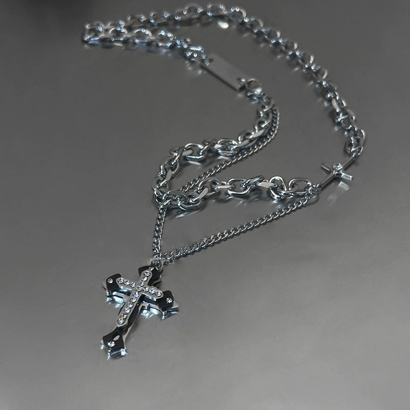 Wholesale Women's Double-Layer Cross Pendant Necklace Accessories