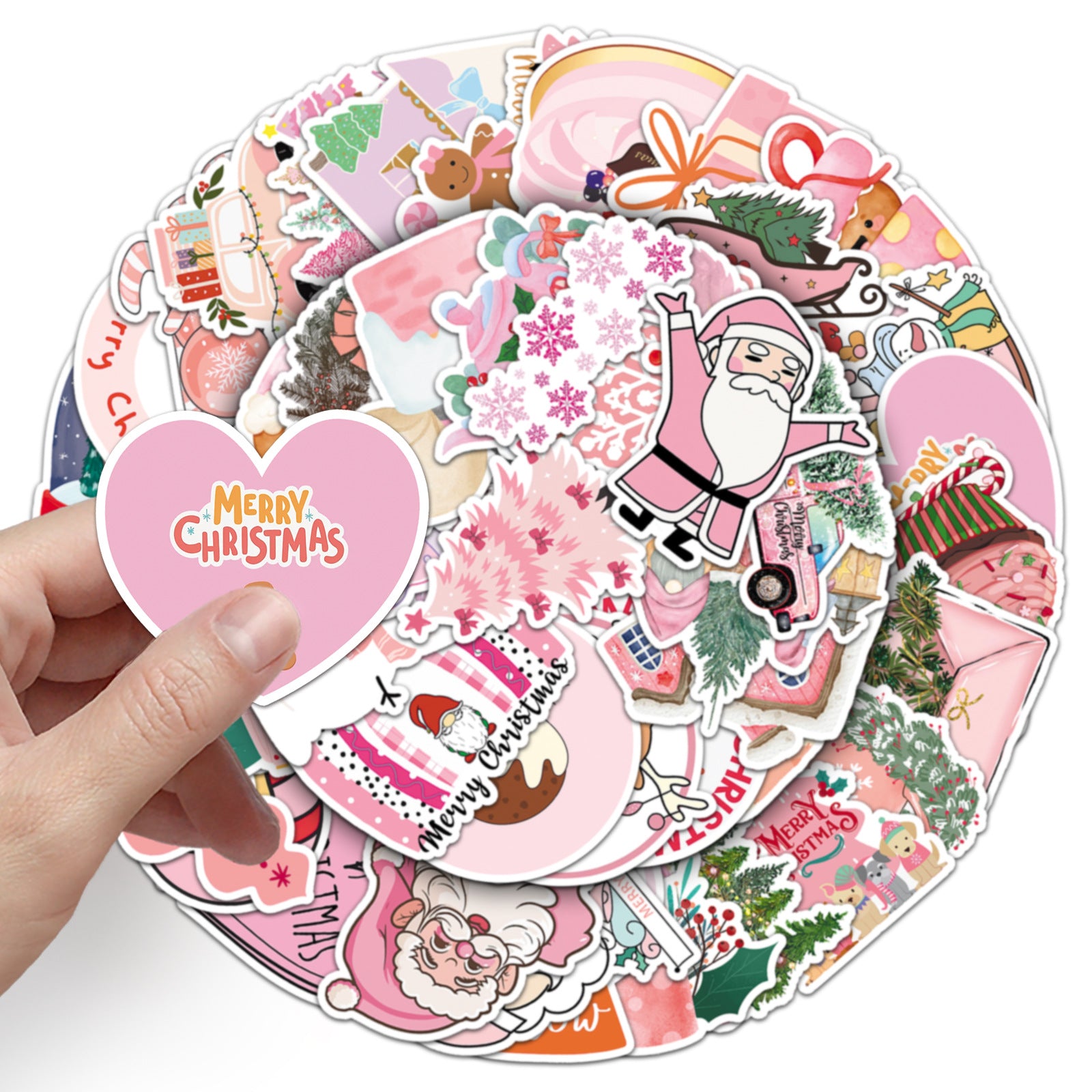 Wholesale 50pcs/ pack Pink Christmas Graffiti Stickers