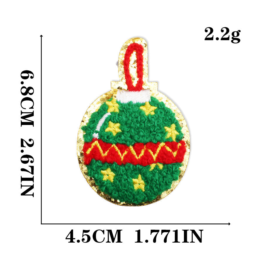 Wholesale Christmas Snowman Embroidered Chenille Sew On Patches Gold Trim For Clothing DIY Craft Supply