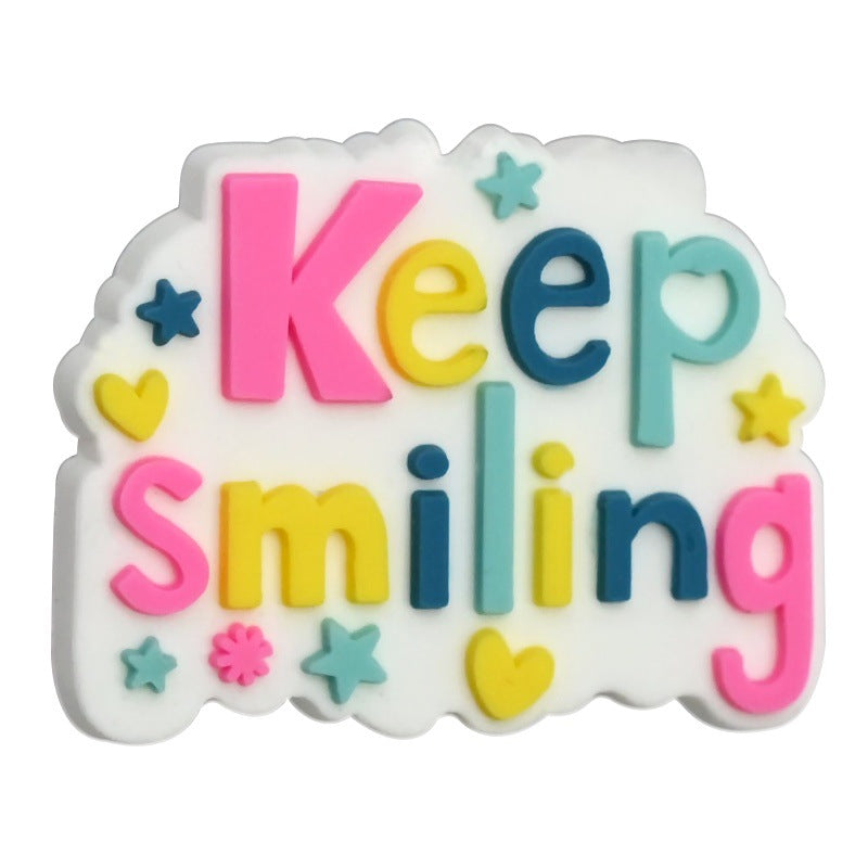 Wholesale Random 100pcs Colored phrase English through-hole Focal Beads