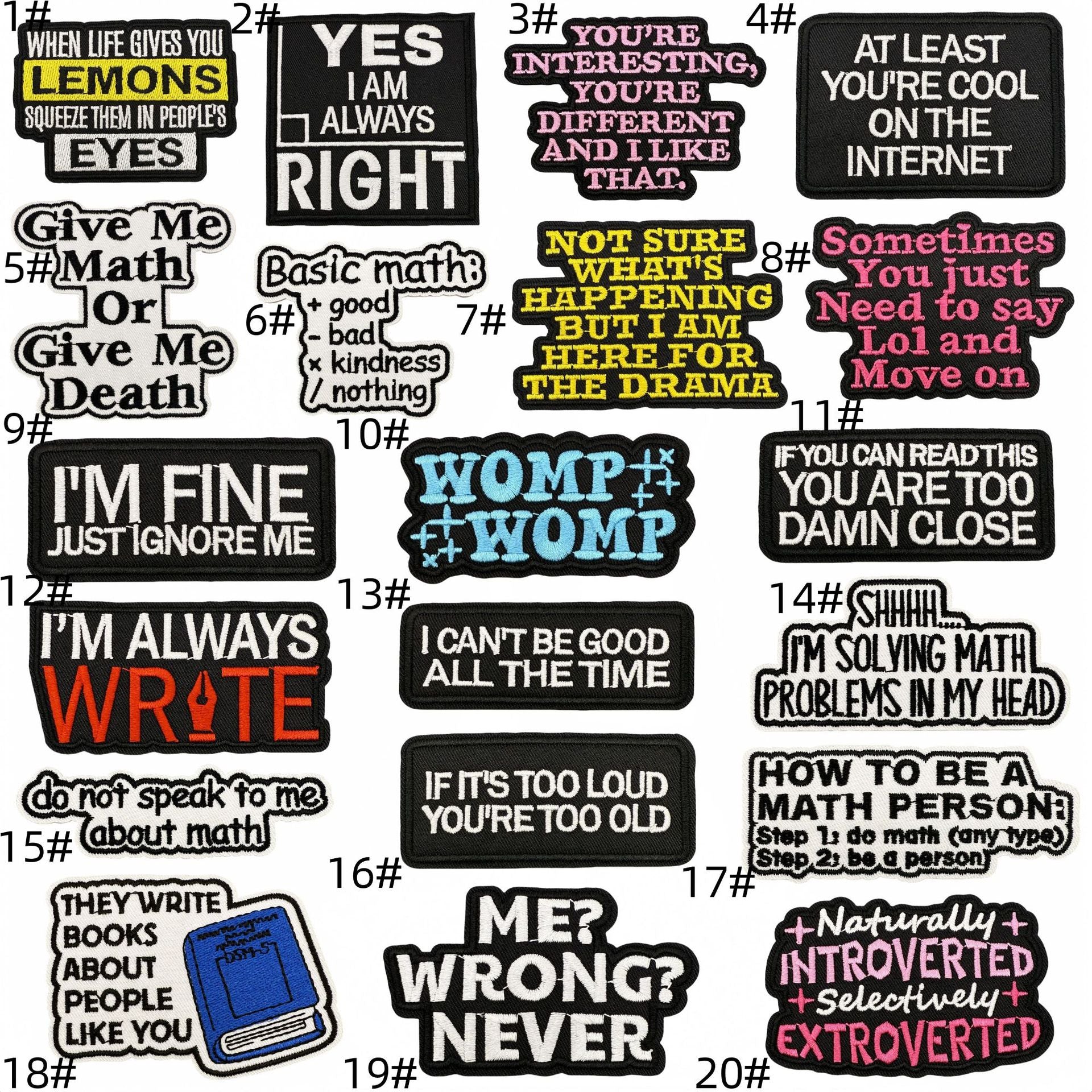 Wholesale Cartoon English Math Series Embroidery DIY Patches