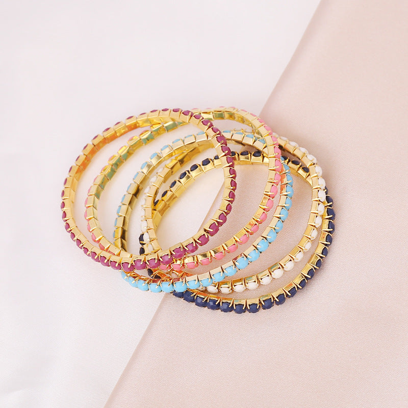 Wholesale Multicolor Acrylic Stretch Bracelet Set