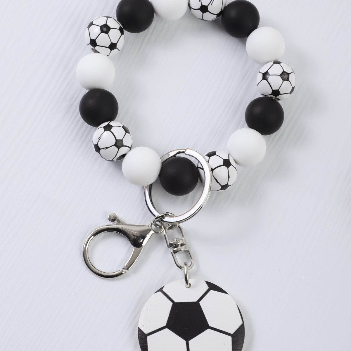 Wholesale Cartoon Sports Beaded Wristlet Keychains Basketball Football Volleyball Pendant