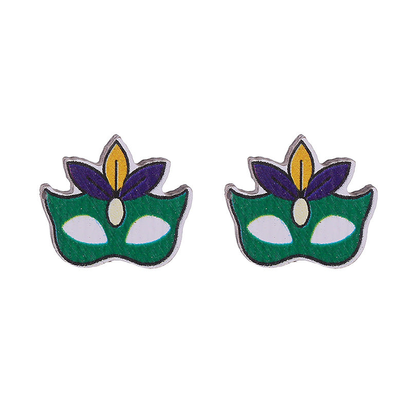 Wholesale Carnival Masquerade Party Clover  Mardi Gras Earrings