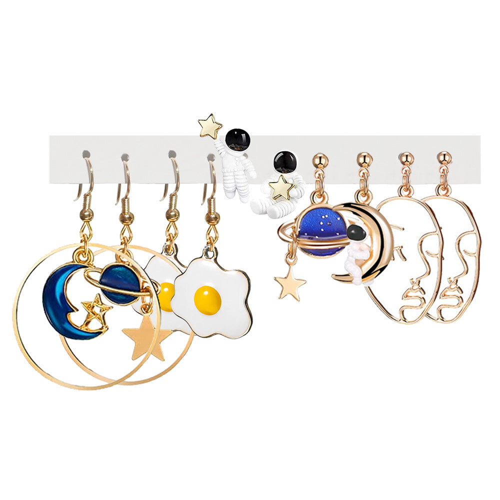 Wholesale 5pcs/pack Hot Sale Sweet Cool Cute Resin Funny Cartoon Flower Strawberry Mushroom Earrings Set