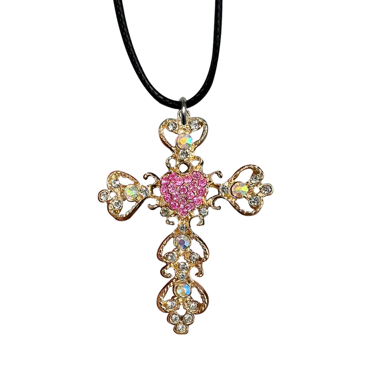 Wholesale diamond encrusted love cross car decoration pendant alloy cross