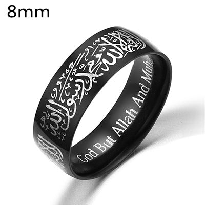Wholesale Titanium Steel 8mm Laser Engraved Text Retro Exotic Ring
