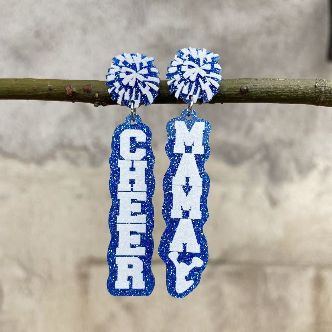 Wholesale Printed Earrings Glitter Cheer Mama Letters Holiday Gift Acrylic Earrings