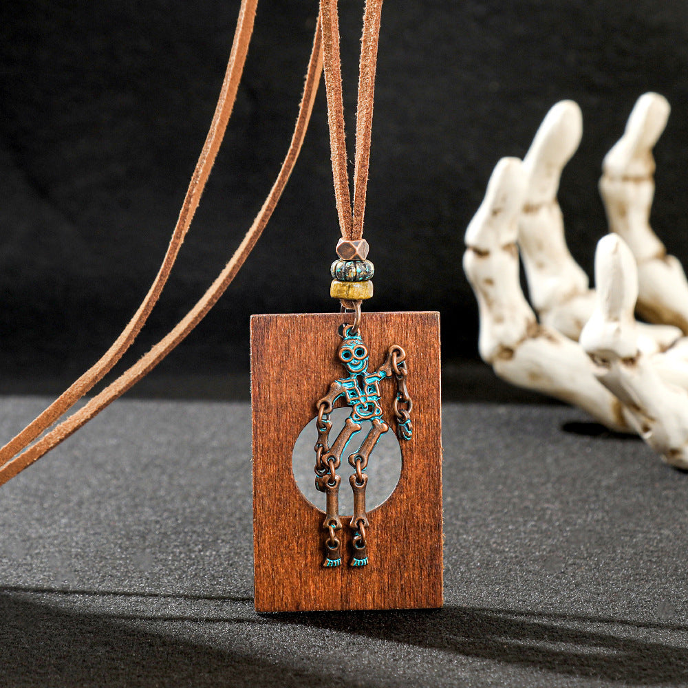 Wholesale Trendy  Multi Layer Skull Skeleton Pendant Long Chain Necklace Fashion Jewelry Accessory For Everyday Styling
