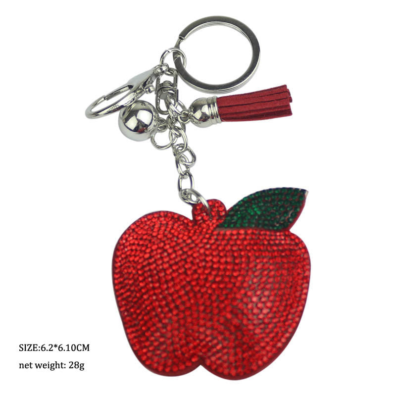 Wholesale  4pcs  Diamond studded apple Rhinestone Keychain
