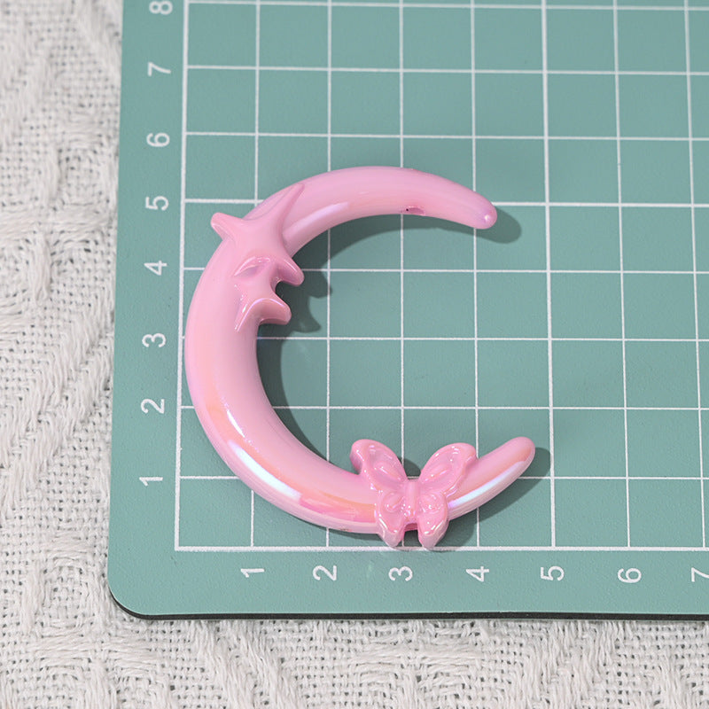 Wholesale 5pcs/pack Moon-shaped butterfly beads, handmade loose beads