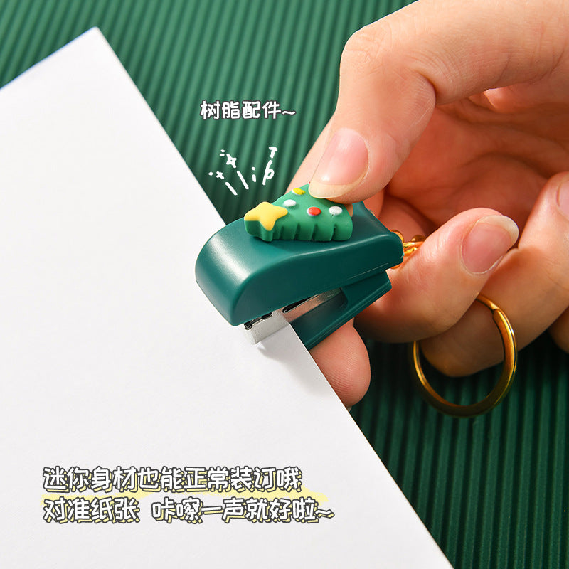 Wholesale Christmas Cute Cartoon Mini Stapler Student Small Stapler with Keychai