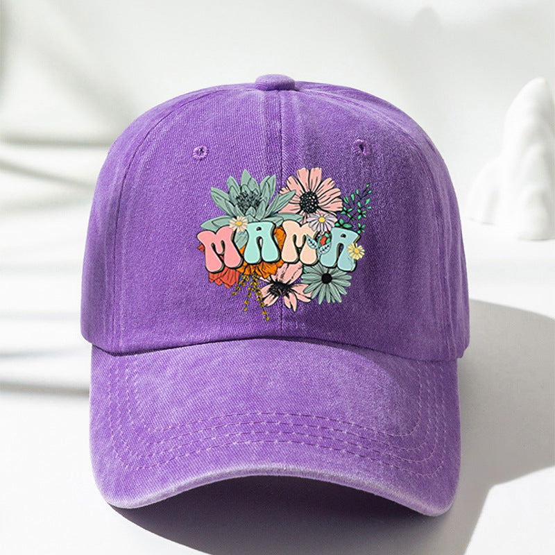 Wholesale Retro Letter Printing Flowers MAMA Cotton Baseball Cap
