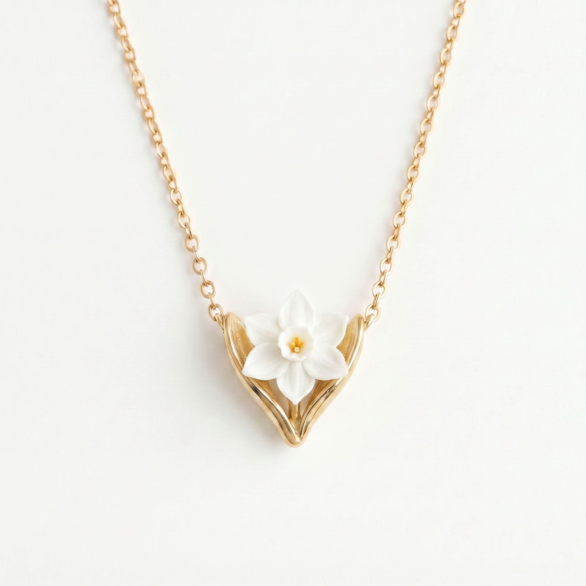 Wholesale Stainless Steel Heart Shaped Flower Pendant Necklace French Style Carnation Lily Of The Valley Jewelry Everyday Fashion Accessory