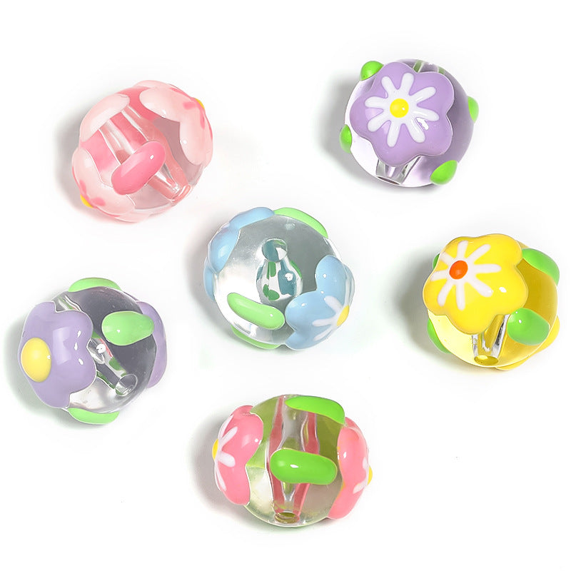 Wholesale 50pcs Oil-drip Painted Beaded Flower Snowflake Acrylic Beads Diy Accessories Loose Beads