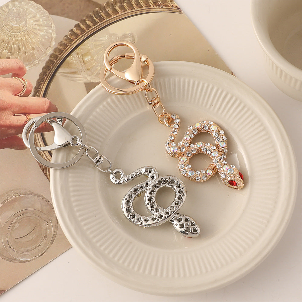 Wholesale Zodiac snake car keychain diamond exquisite bag pendant this life year snake series small gift