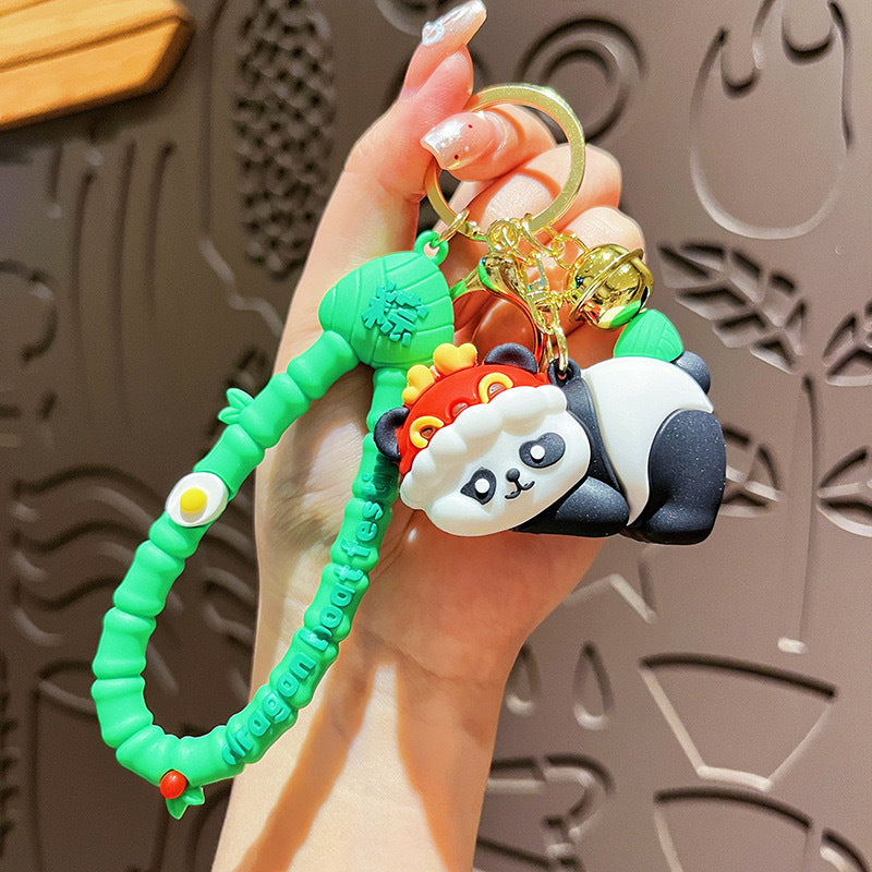 Wholesale Giant Panda Holding Bamboo Keychain