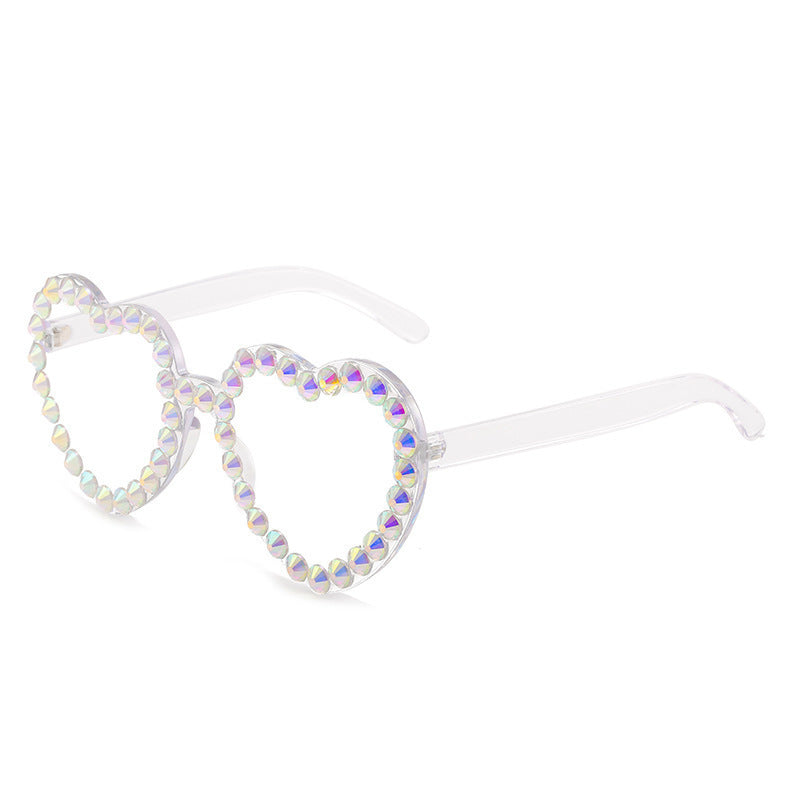 Wholesale Gorgeous Diamond Studded Fashion Love Heart Trendy Decorated Sunglasses