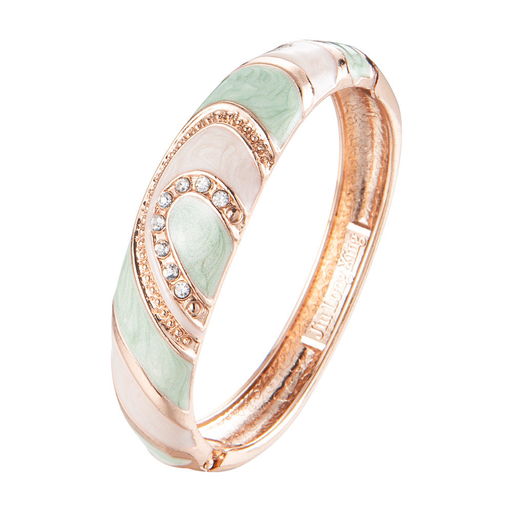 Wholesale Enamel Diamond Set Color Matching Geometric Drop Oil Alloy Bracelet