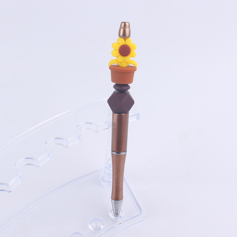 Wholesale Handmade Bead Pen Sunflower Silicone Ballpoint Pen