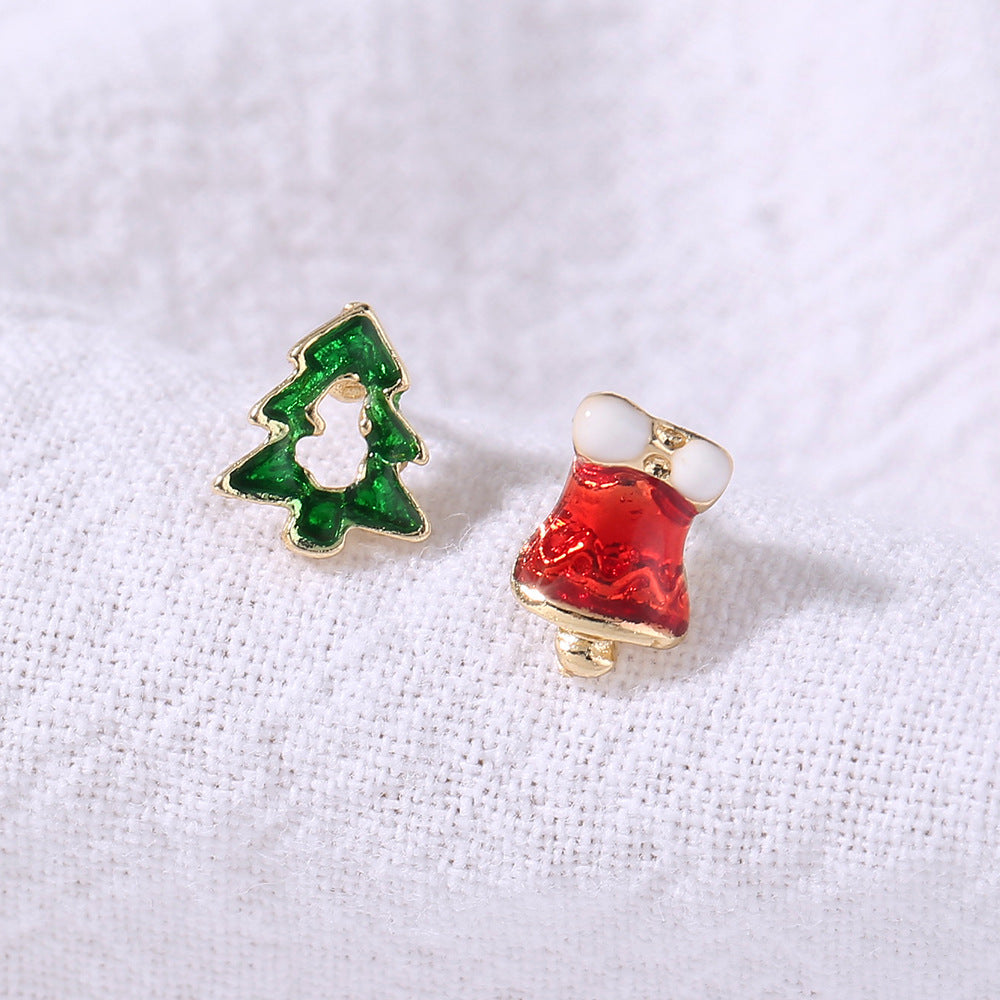 Wholesale Christmas Colorful Mini Gloves Christmas Tree Stud Earrings
