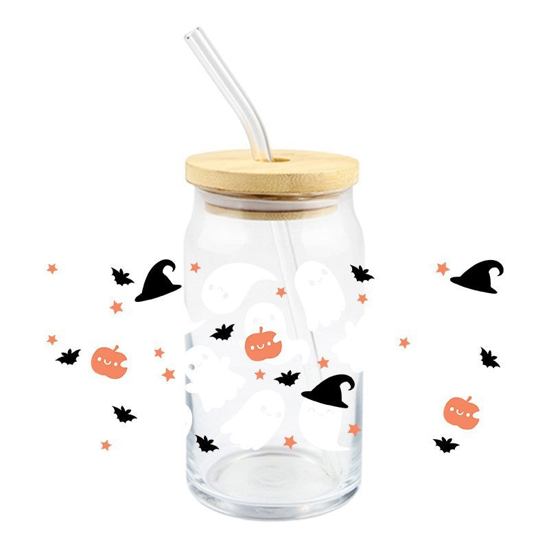 Wholesale 5pcs Pumpkin Cute Ghost Halloween 16oz Cup UV DTF Wraps