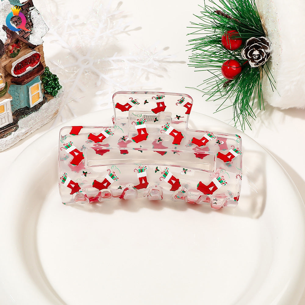 Wholesale Christmas Cartoon Print Hair Clips