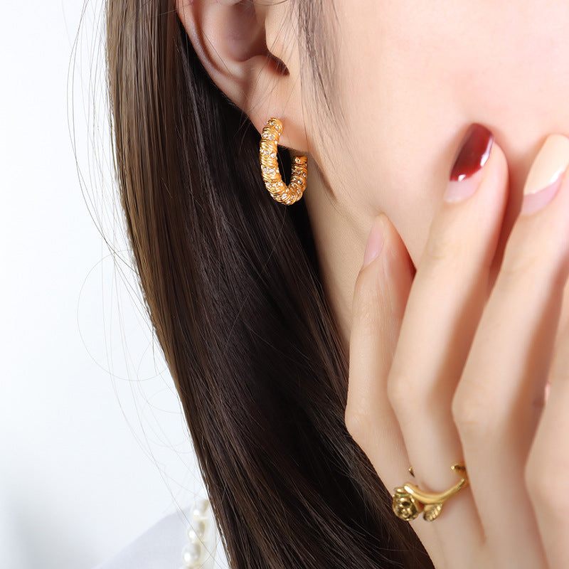 Wholesale Niche New Diamond Inlaid Fashion Gold Plated Earring