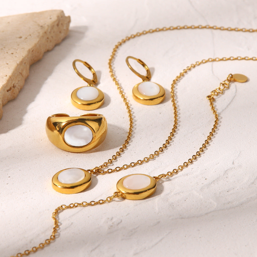 Wholesale Oval Opal Pendant Titanium Steel Bracelet