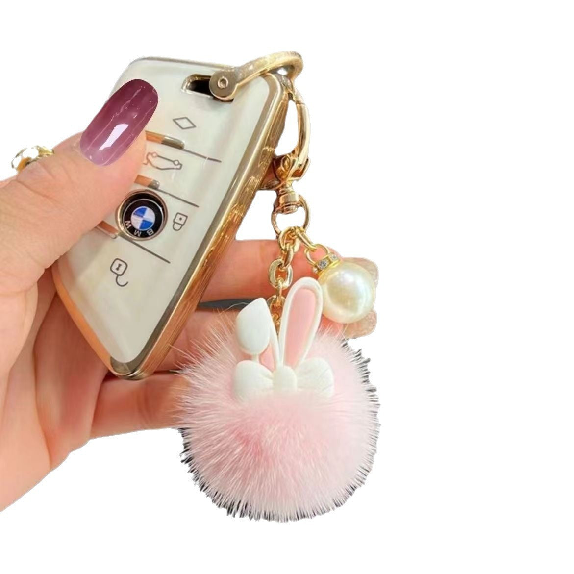 Wholesale Cute mink fur ball bunny keychain