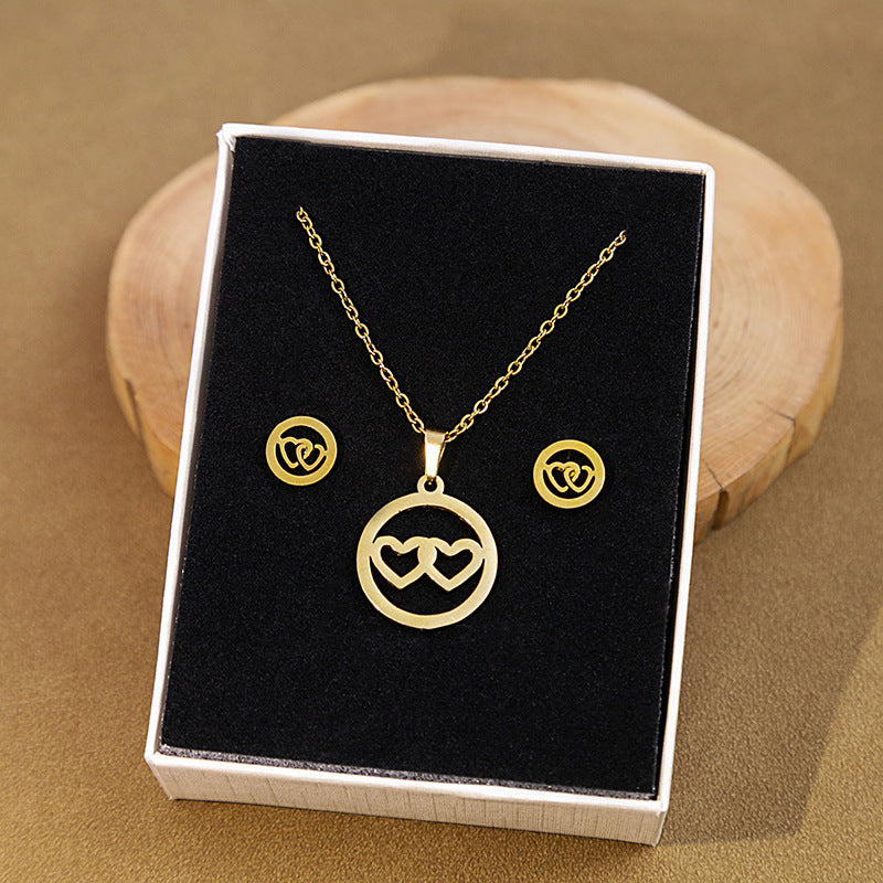 Wholesale Stainless Steel Geometric Cross Earrings Necklace Set