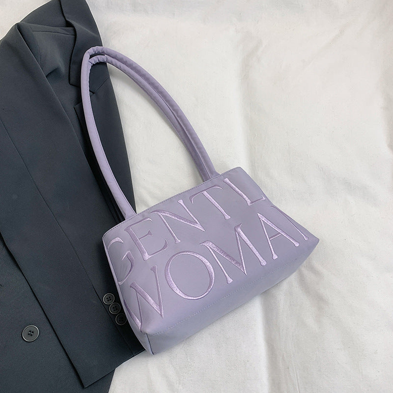 Wholesale Colorful nylon cloth bag with embroidered letters shoulder bag