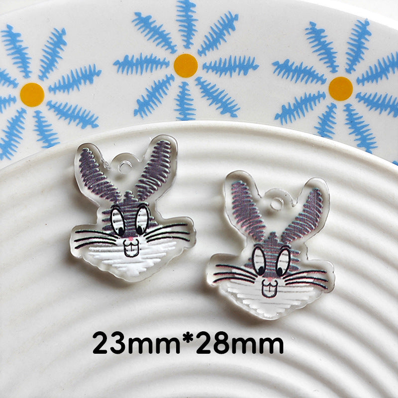 Wholesale 10pcs Double-sided bow three-dimensional relief acrylic jewelry accessories DIY pendant with holes cartoon character cute