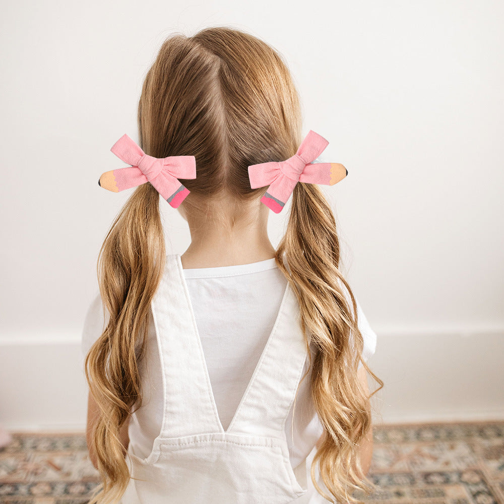 Wholesale Fabric Return To School Season Boutique Kindergarten Hair Accessories