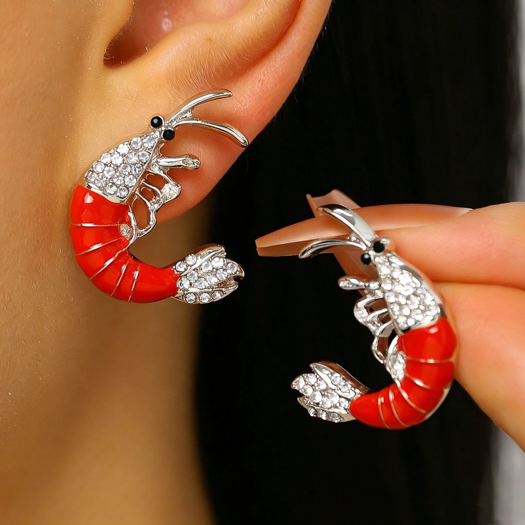 Wholesale Red Lobster Blue Crab Drop Earrings Women Beach Ocean Vacation Style Zinc Alloy Jewelry Fashion Accessory