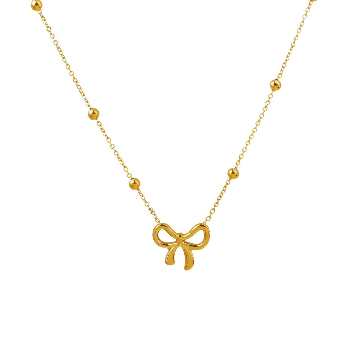 Wholesale Trendy Bowknot Titanium Steel Gold Electroplated Choker Necklace Boutique Resale Fashion Accessory