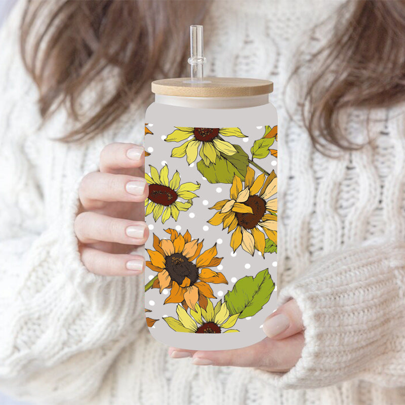 WholesaleYellow Flower Sunflower  16oz Cup UV DTF Wraps