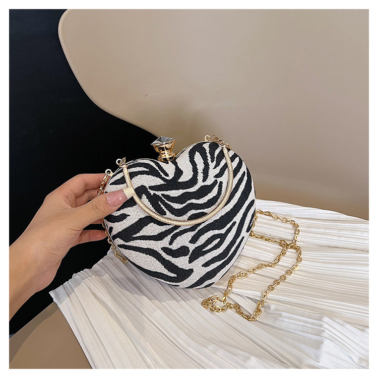 Wholesale Love Leopard Pattern Women's Bag Chain Crossbody Bag Round Ring Handbag