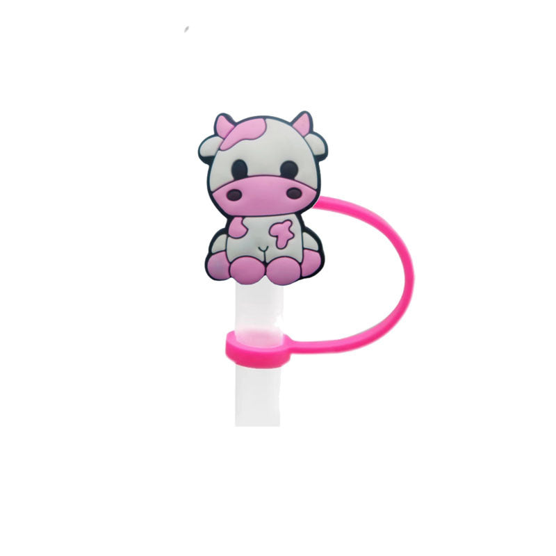 Wholesale 10pcs Cartoon Cow Children's Water Cup Dust and Spill Proof Straw Cover