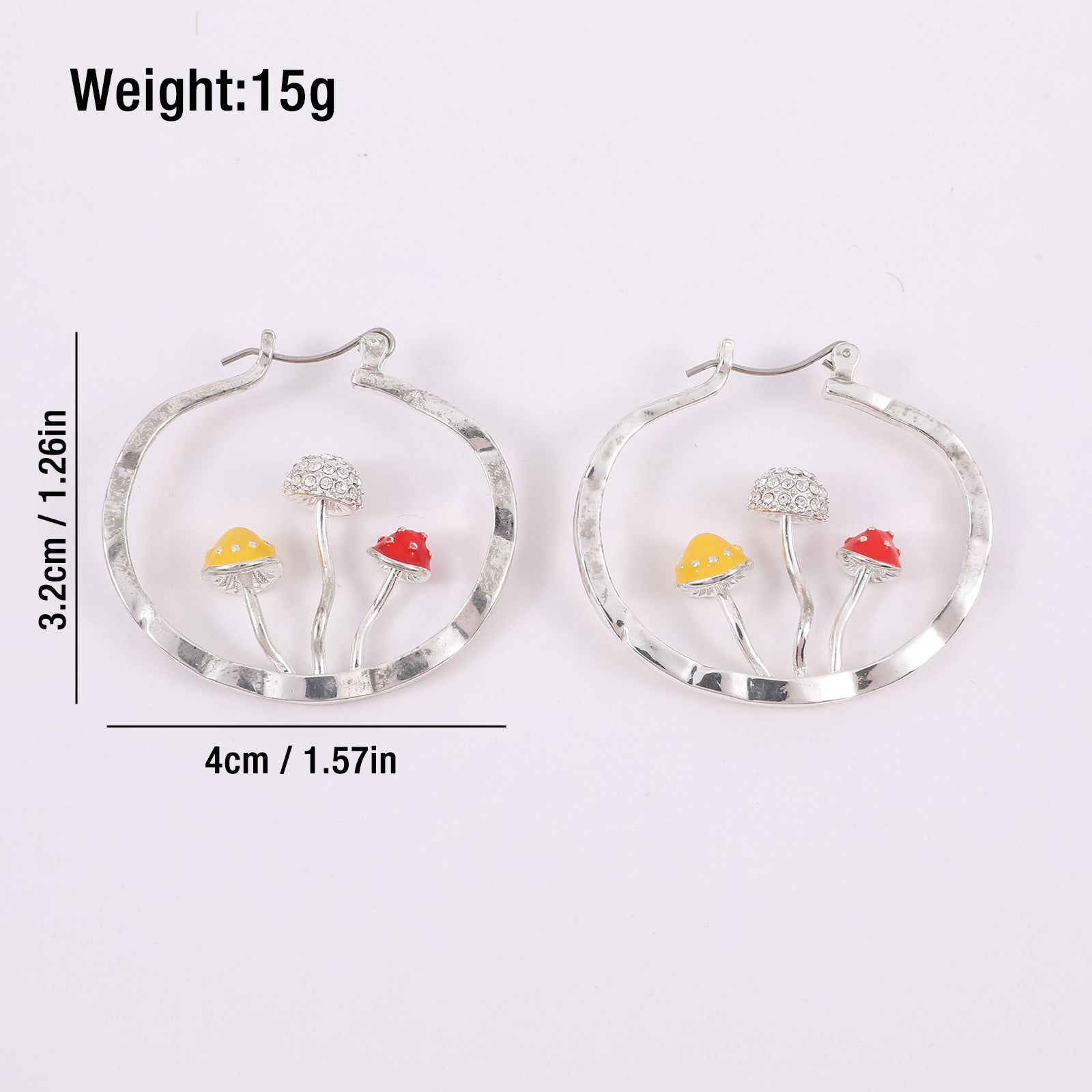 Wholesale Three-dimensional Mushroom Studded Diamond C-shaped Earrings