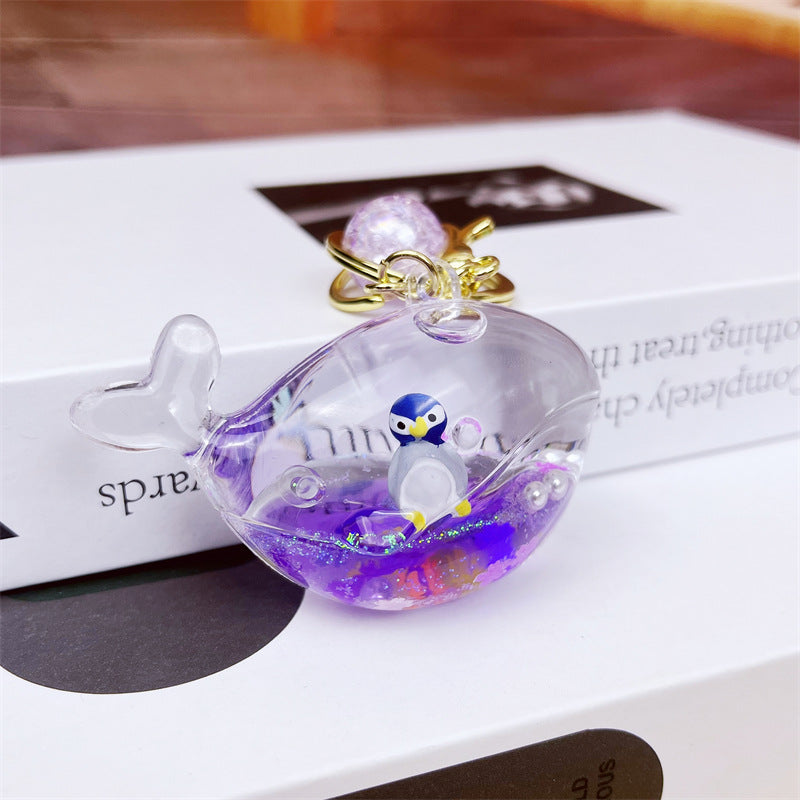 Wholesale Whale Floating Acrylic Liquid Keychain