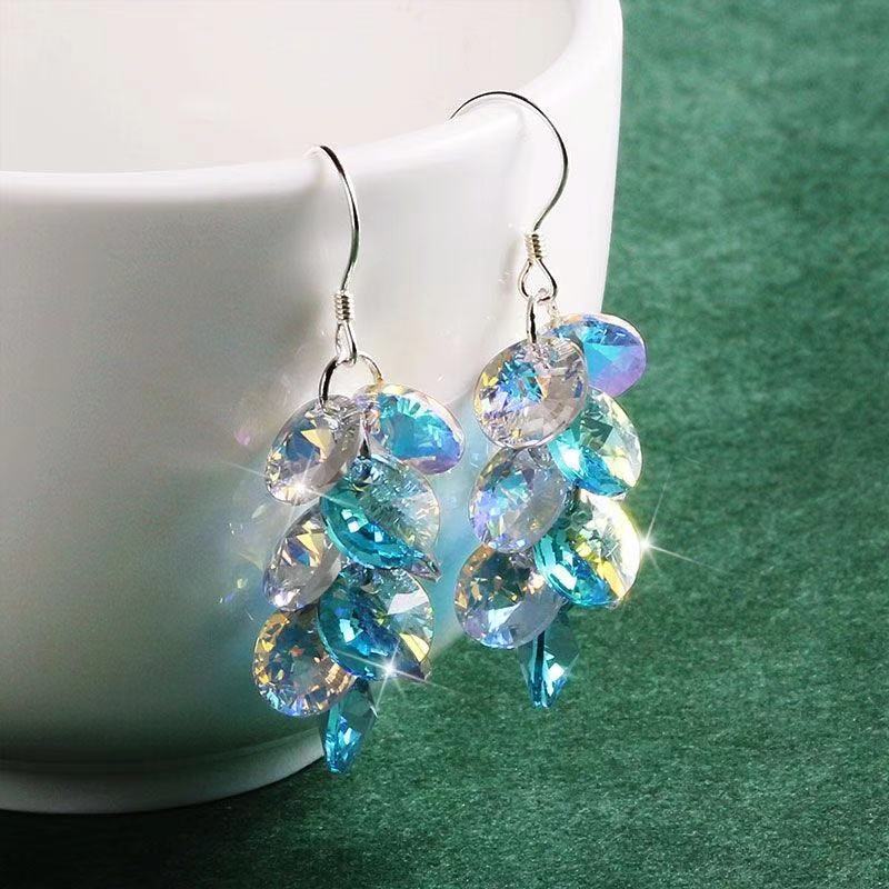 Wholesale Super Shiny Synthetic Crystal Light Purple Multi-Layered Disc Color Earrings