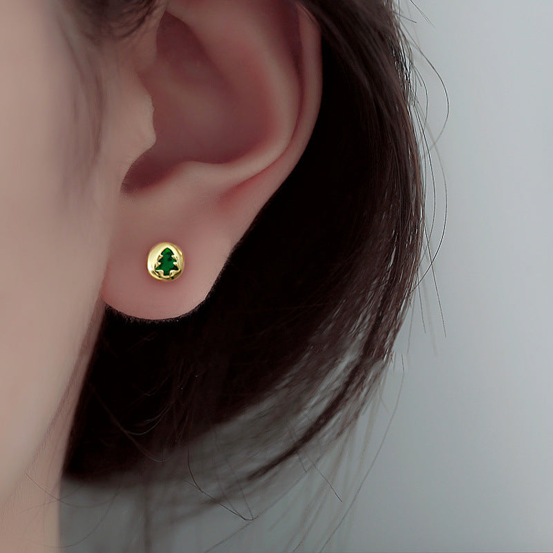 Wholesale Asymmetrical Zircon S925 Sterling Silver Christmas Stud Earrings