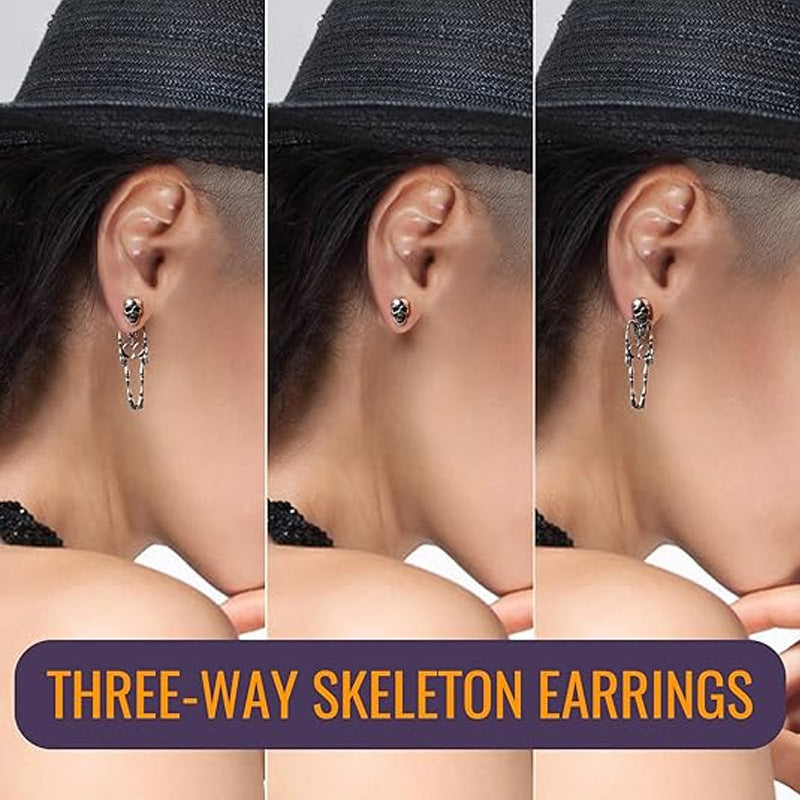 Wholesale Zinc Alloy  Skull Earrings For Women Dark Punk Skeleton Dangle Earrings Party Jewelry Gift