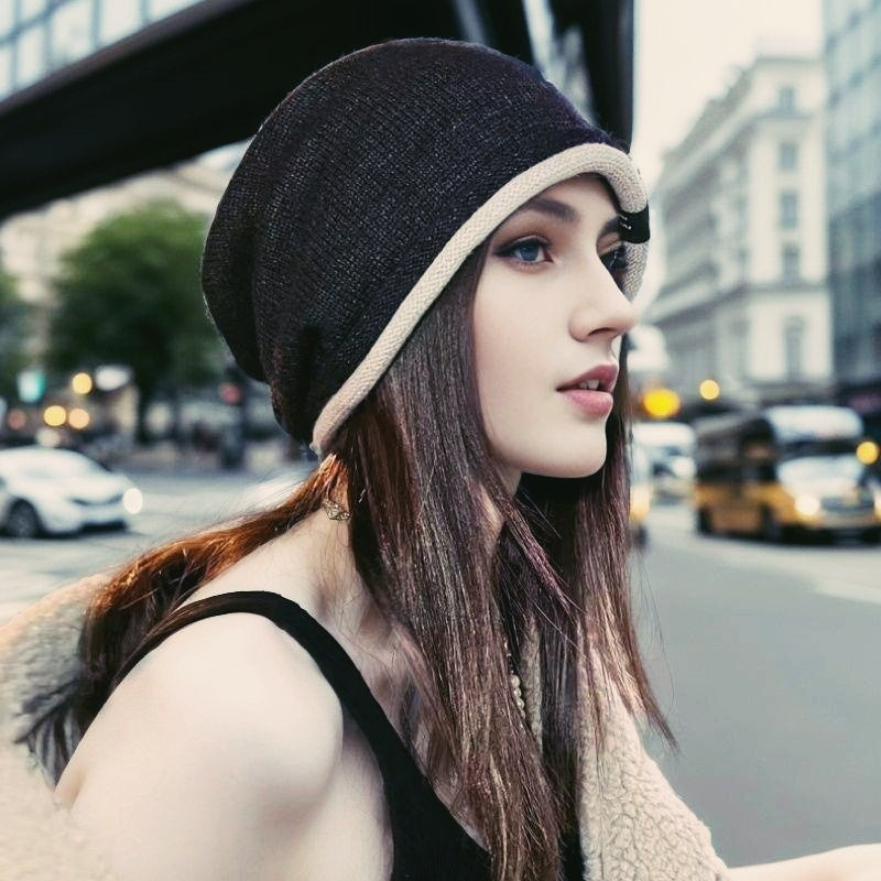 Wholesale Autumn/winter Warm Contrasting Knit Stacking Hats