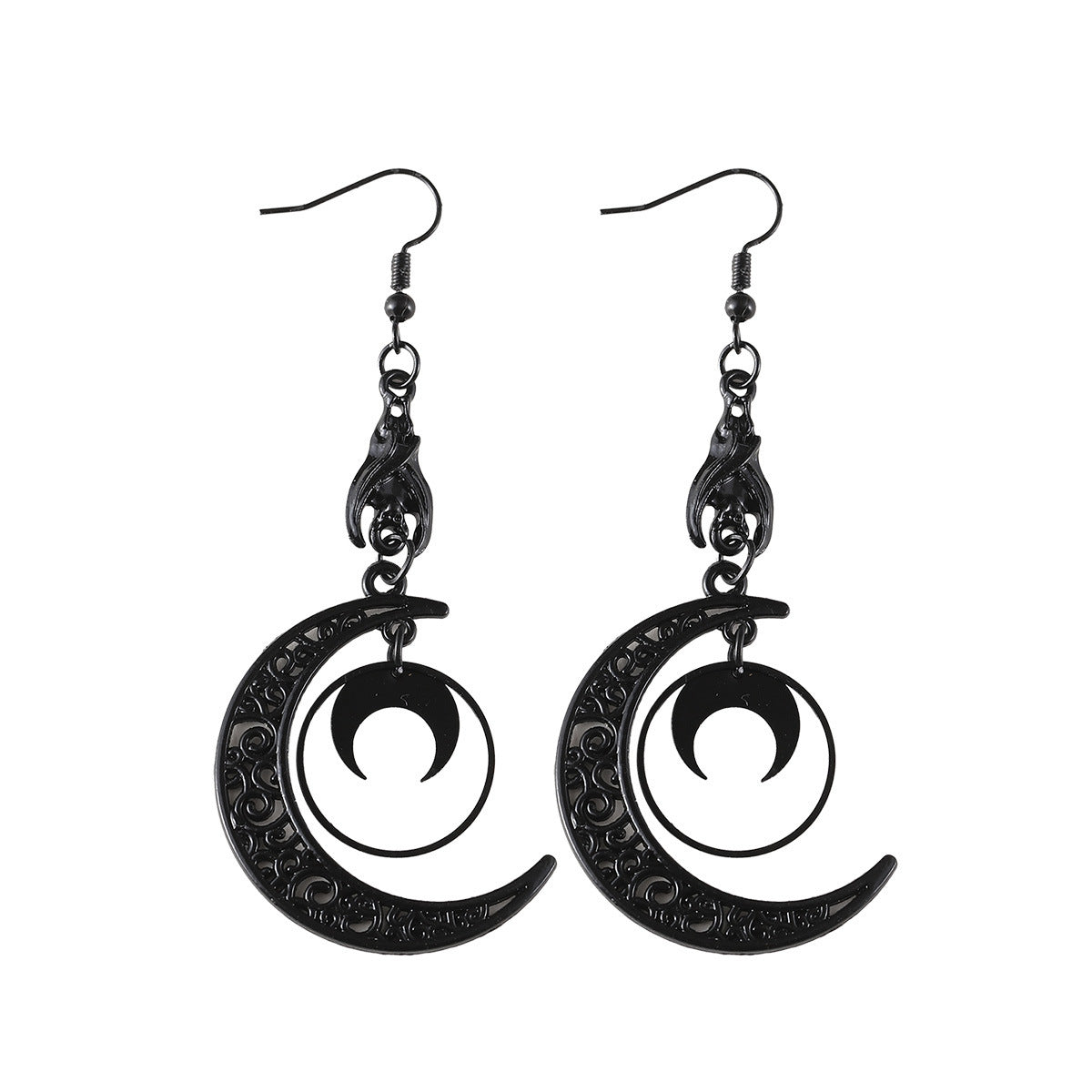 Wholesale Punk dark ing crescent pendant earrings