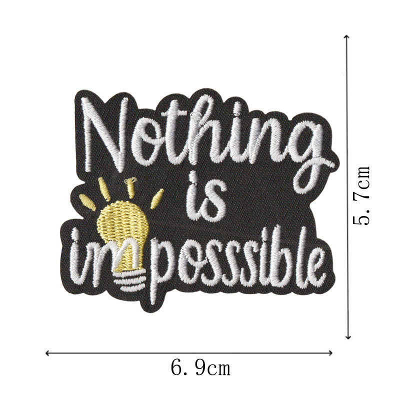 Wholesale Boutique Rainbow Heart Inspirational Quote Iron On Patches Black White Embroidered Appliques For ets Polyester Cotton Set Of 9