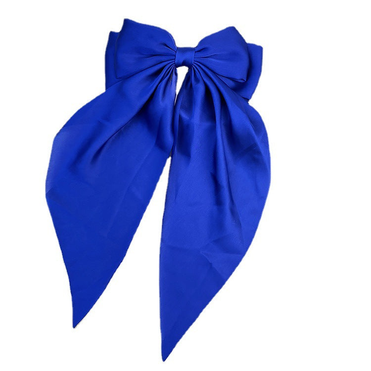 Wholesale Solid Color Bow Satin Streamer Spring Hairpin