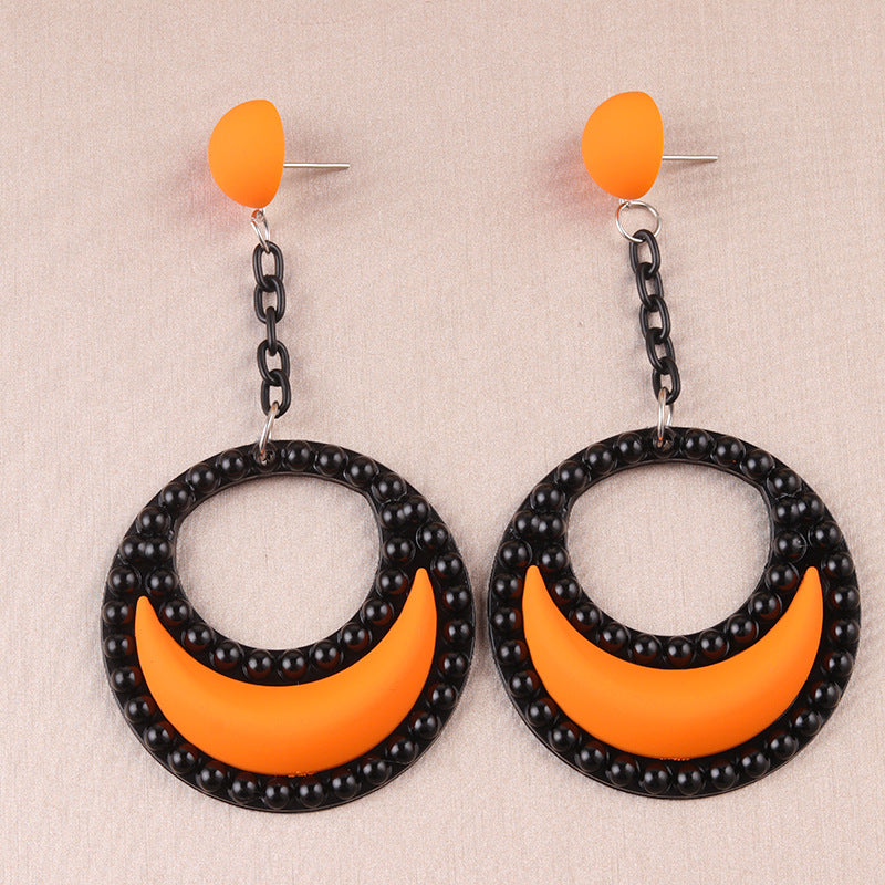 Wholesale Exaggerated Candy Color Three-Dimensional Crescent Acrylic Earrings