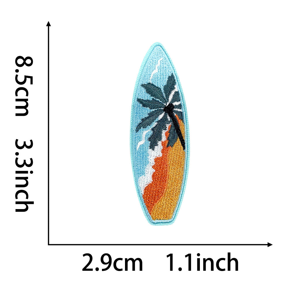 Wholesale Summer Beach Outdoor Seahorse Planet Surfboard Embroidery DIY Patches